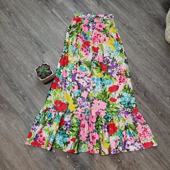 Vintage All Over Floral Maxi Skirt Handmade S - Picture 2 of 5